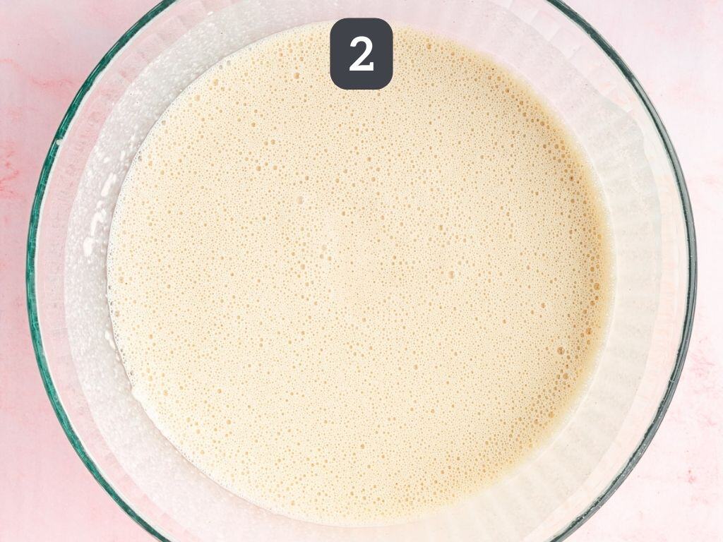 Vegan Raspberry Lemon Pancakes Step 2 - add the wet and let thicken.