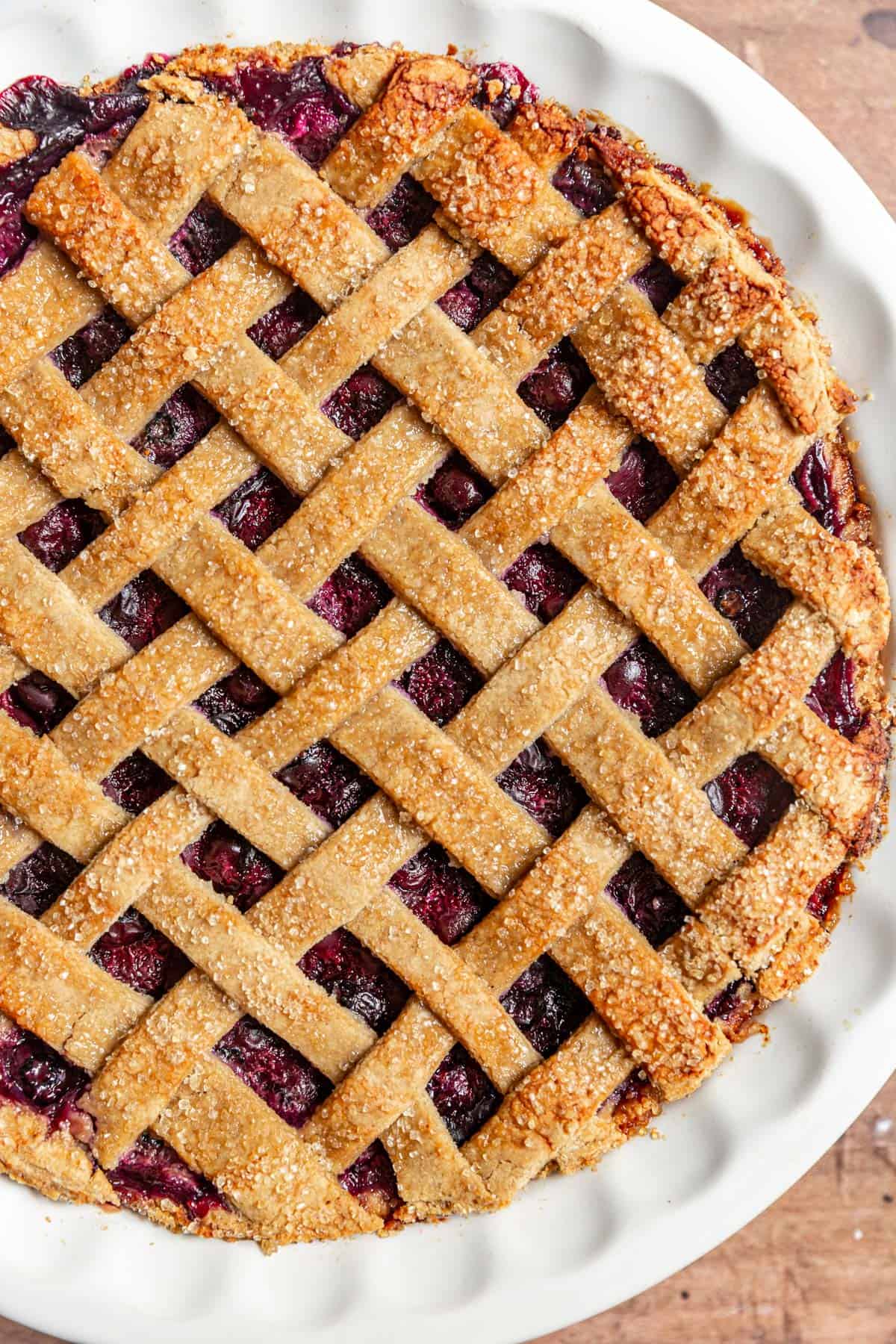 A close up view of the lattice topping.