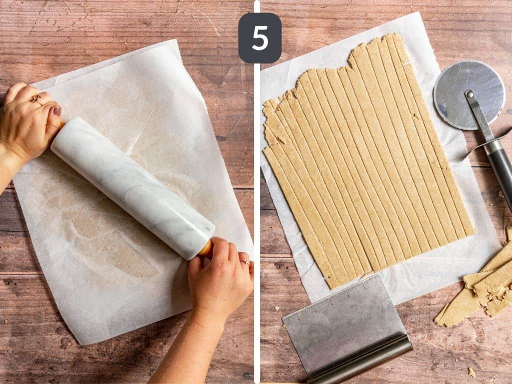 Gluten Free Vegan Blueberry Pie Step 5 - roll the other half of the dough and cut into strips.