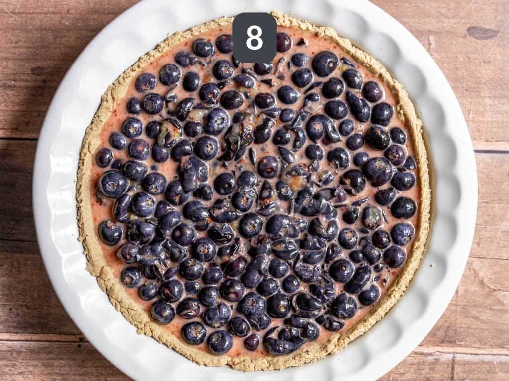 Gluten Free Vegan Blueberry Pie Step 8 - pour the filling into the crust.