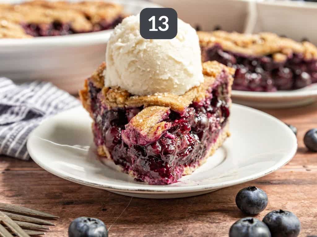 Gluten Free Vegan Blueberry Pie Step 13 - slice and serve.