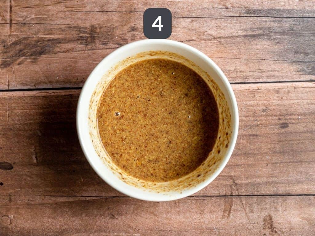 Air Fryer Tofu Nuggets Step 4 - add mustard and syrup.