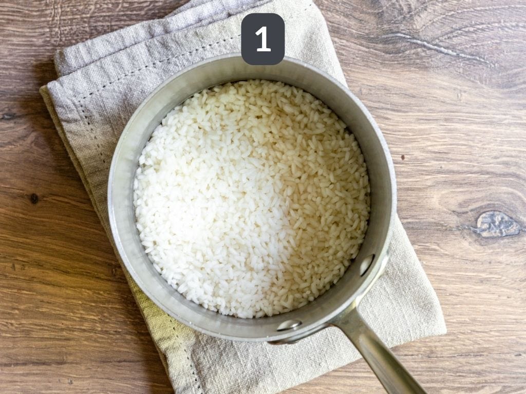 Mushroom Rice Poke Bowl Step 1 - cook the rice.