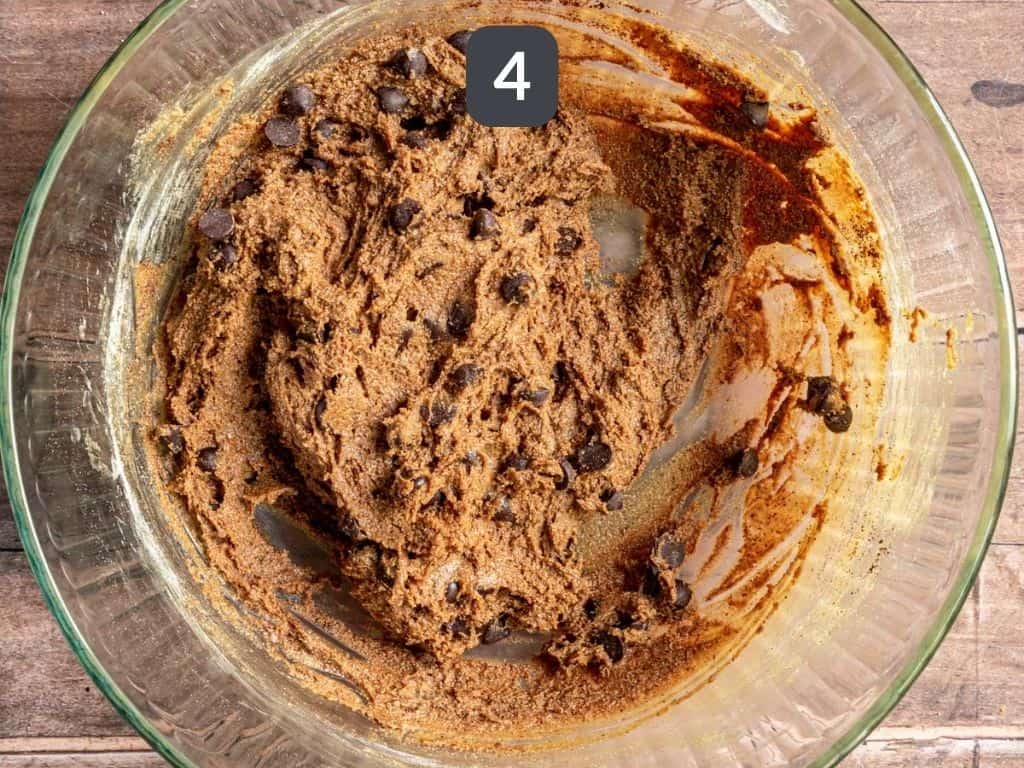 Vegan Coffee Cookies Step 4 - fold in the chocolate chips.