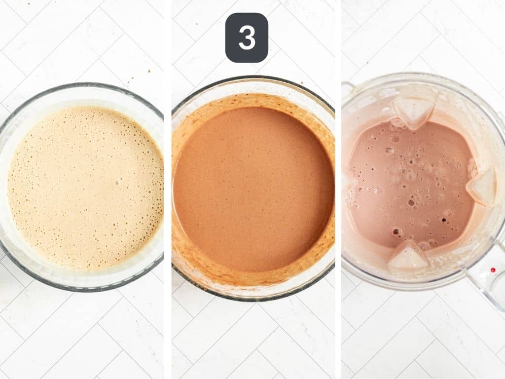 Vegan Neapolitan Ice Cream Step 3 - divide into thirds and stir in the flavors.