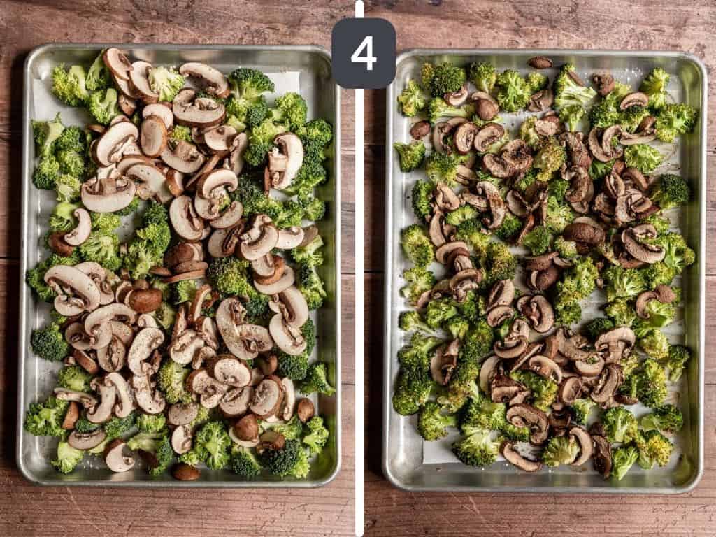 Broccoli Parmesan Spaghetti Squash Step 4 - bake the veggies.