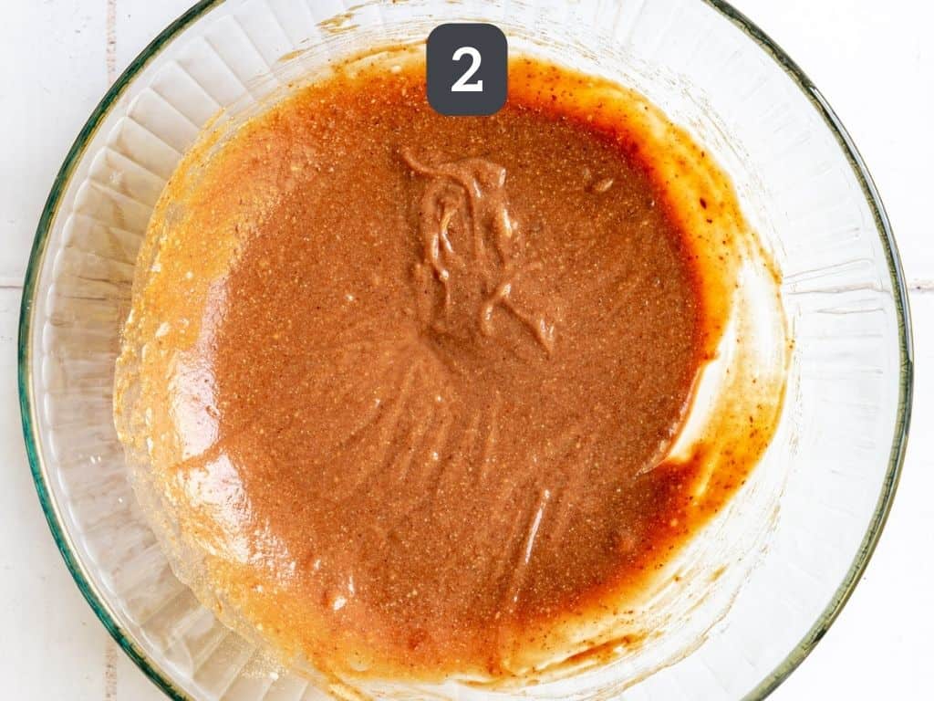 Vegan Chocolate Fruit Pizza Step 2 - whisk wet ingredients.