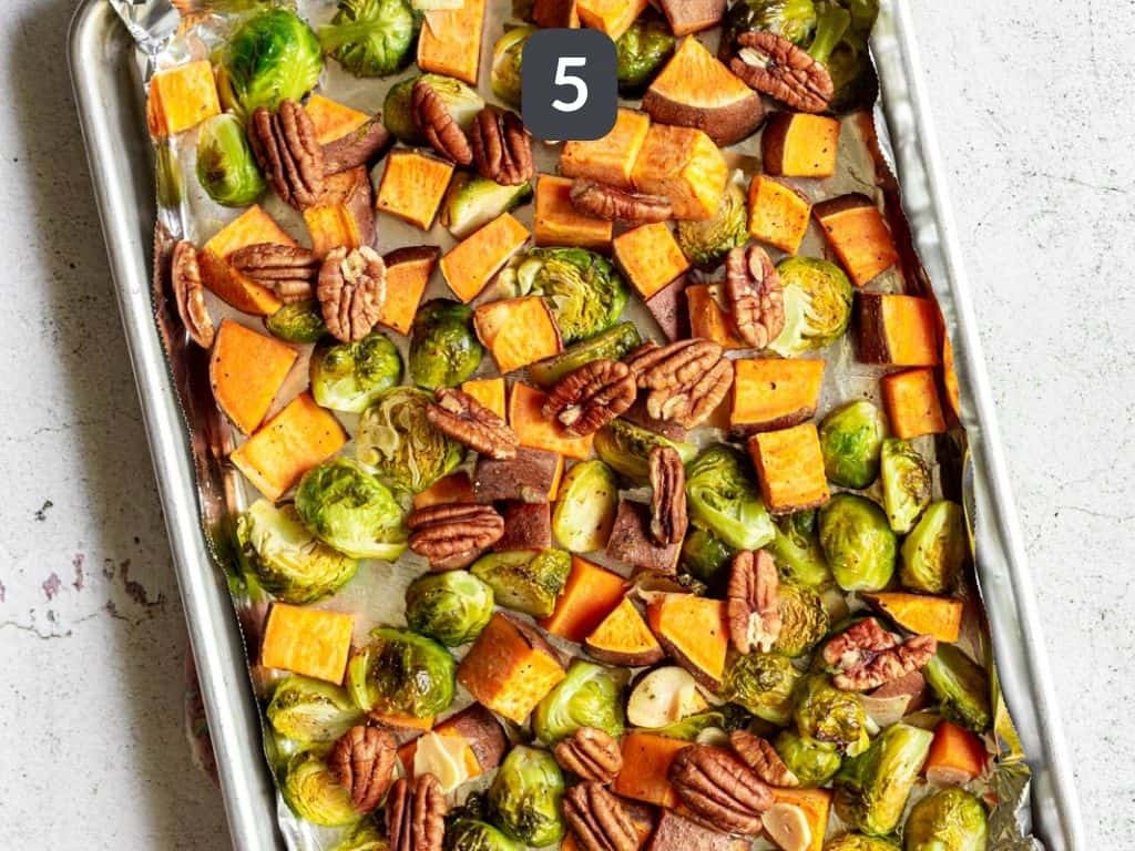 Roasted Sweet Potatoes and Brussels Sprouts Step 5