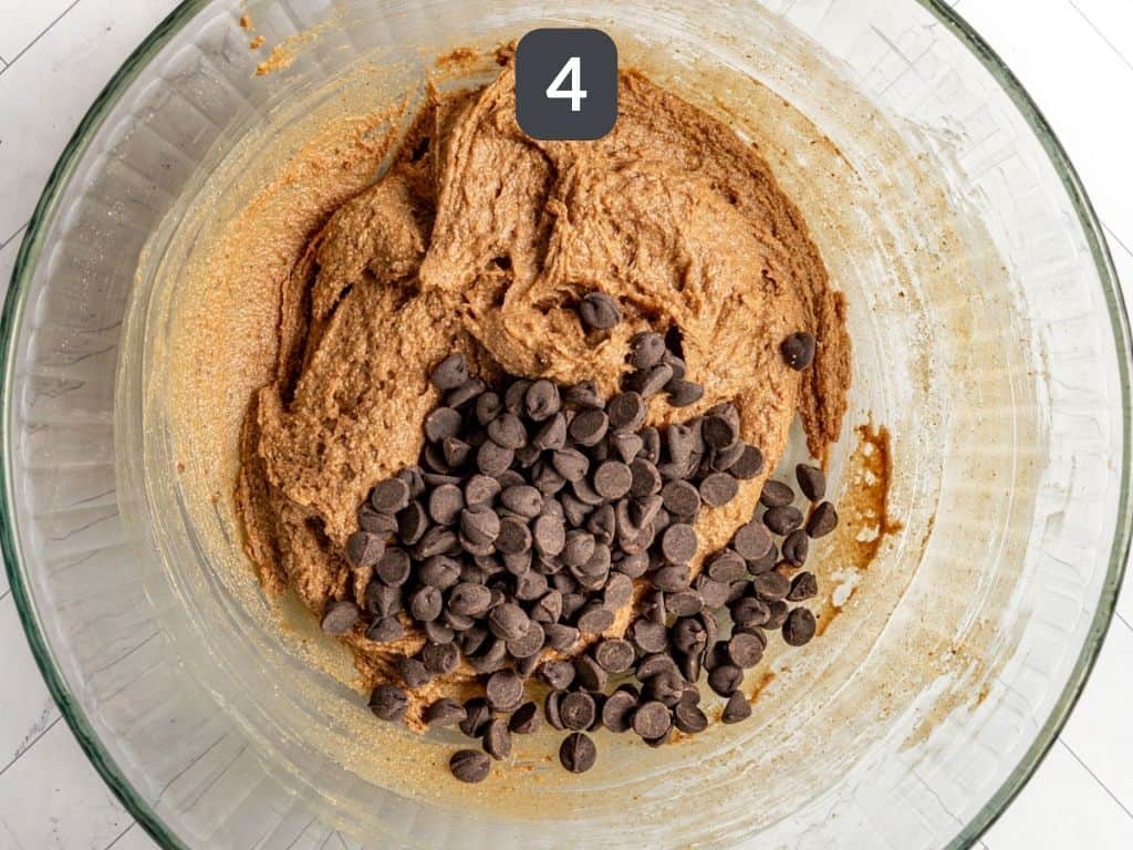 Vegan Oil-Free Chocolate Chip Cookies Step 4 - fold in the chocolate chips.