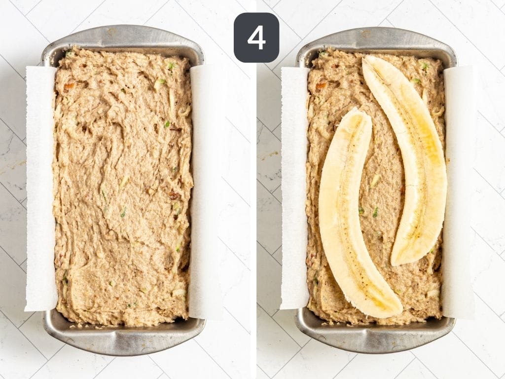 Vegan Banana Zucchini Bread Step 4 - spread into a loaf pan.
