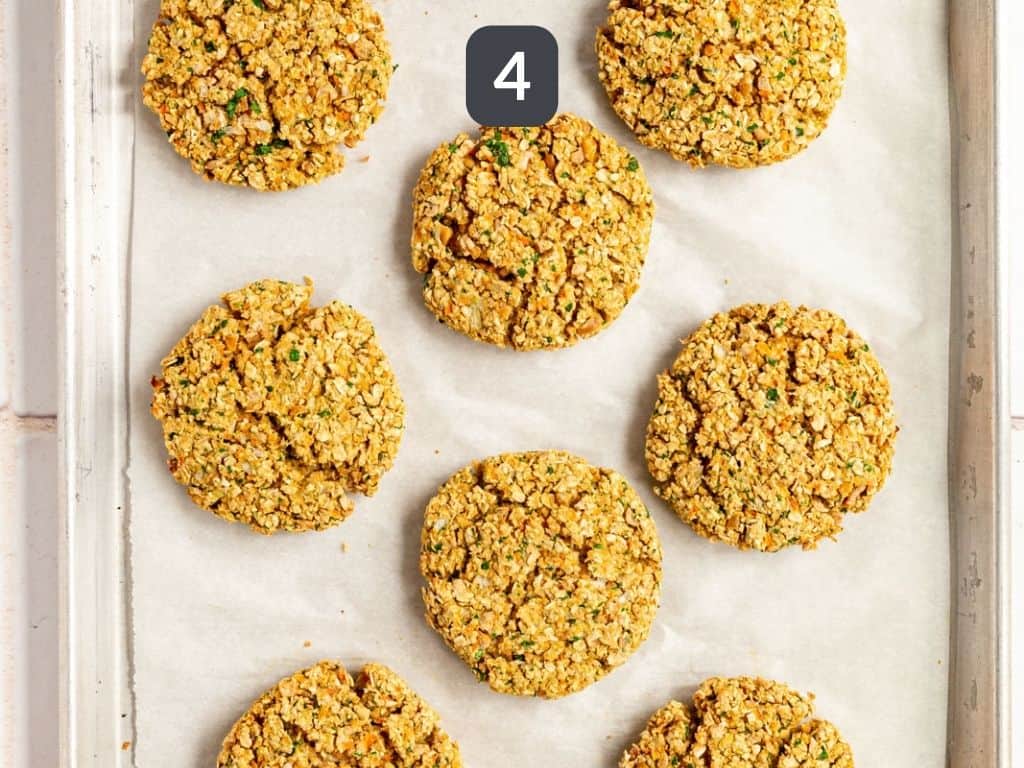 Chickpea Patty Burgers Step 4 - bake.