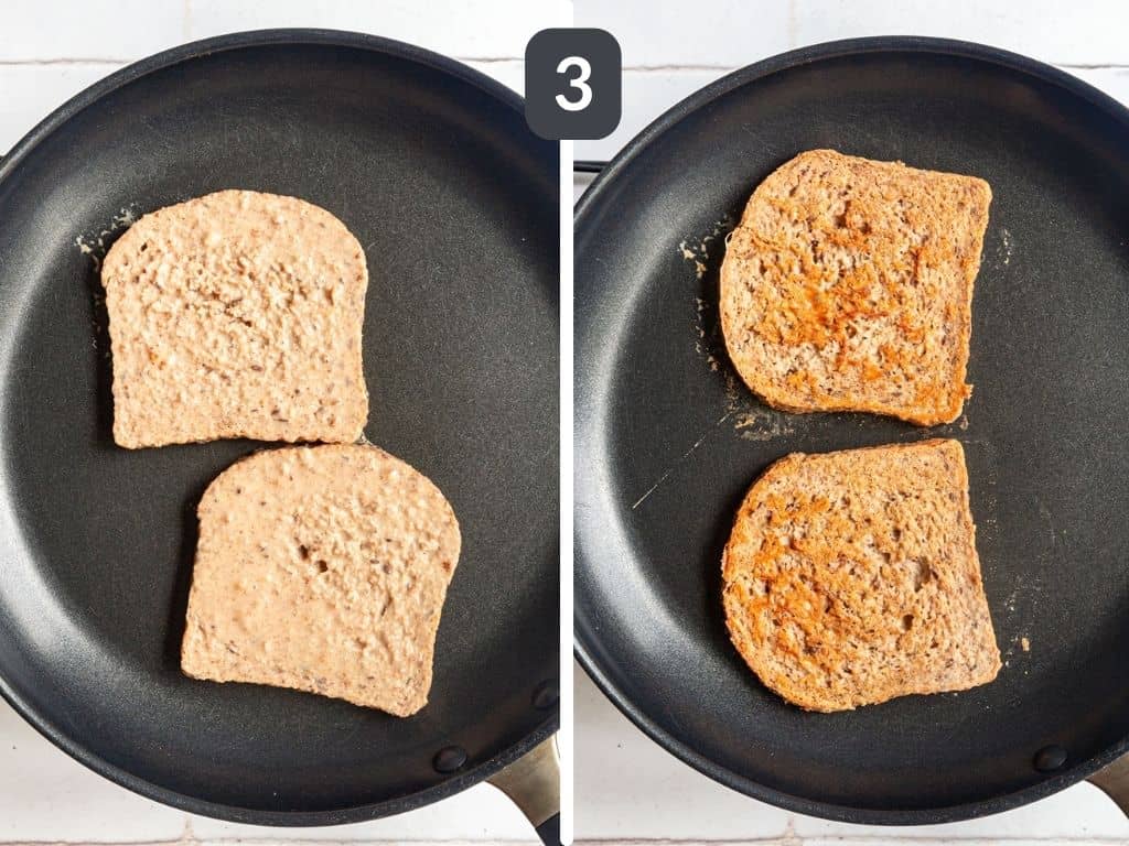 Vegan High Protein French Toast Step 3 - pan fry.