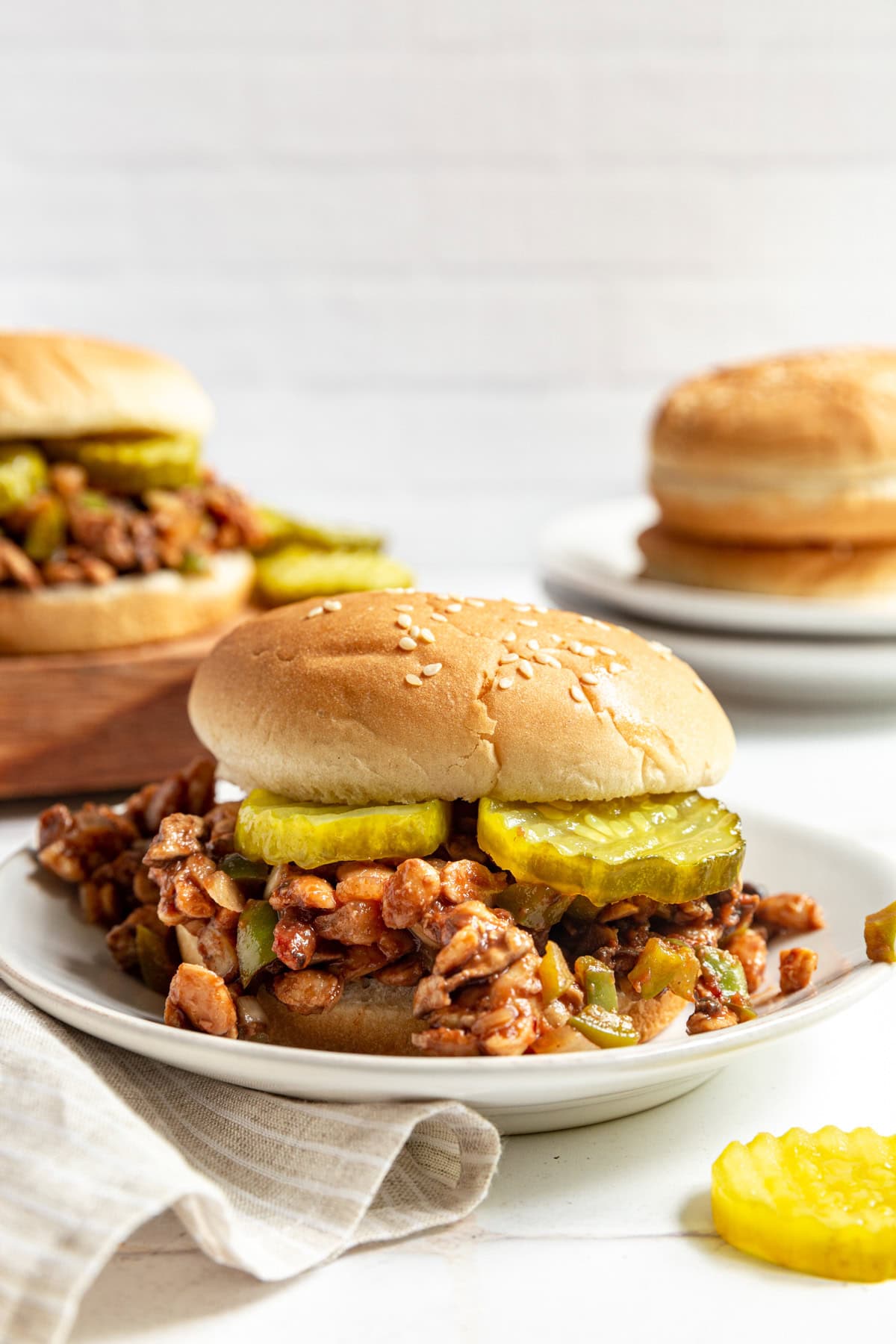 A very sloppy Plant-Based Sloppy Joe.