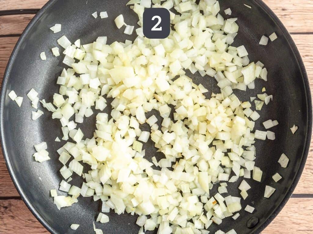 Vegan Paprikash Step 2 - saute the onion.