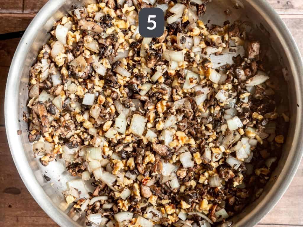 Vegan Stuffed Portobello Mushrooms Step 5 add walnuts