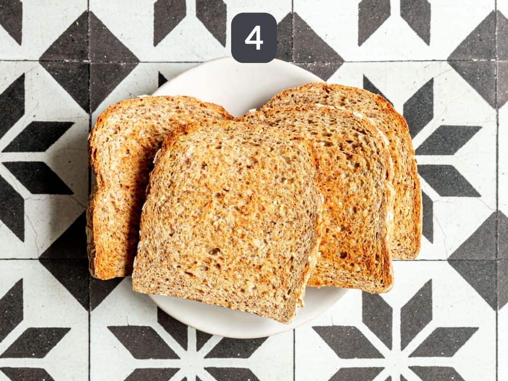 Lentils and Greens Toast Step 4 - toast the bread.