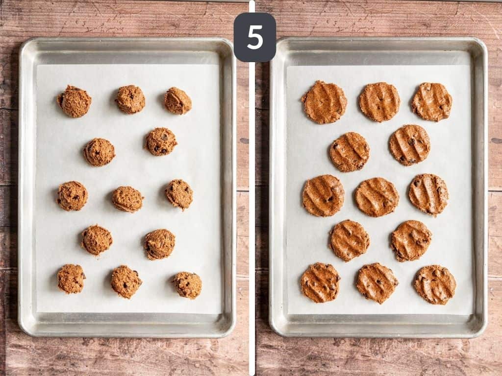 Vegan Coffee Cookies Step 5 - scoop and flatten.
