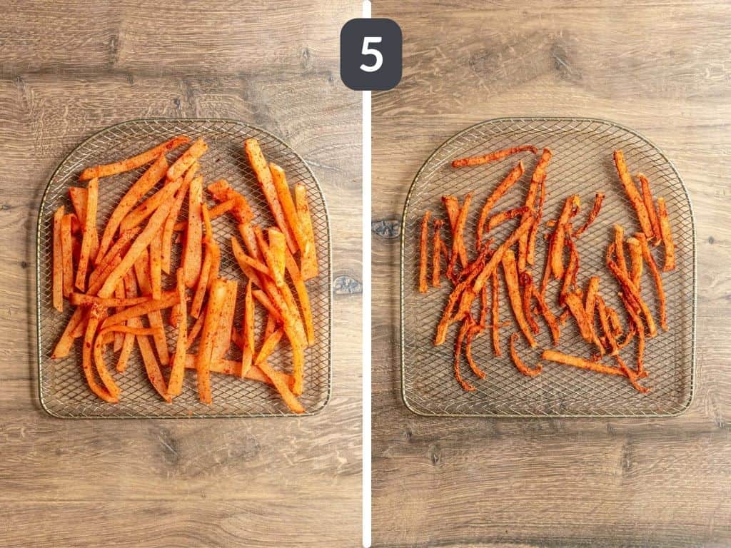 Jicama air fryer fries step 5 - bake or air fry.