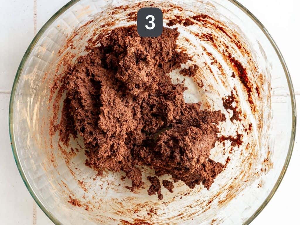 Vegan Chocolate Fruit Pizza Step 3 - stir in dry ingredients.