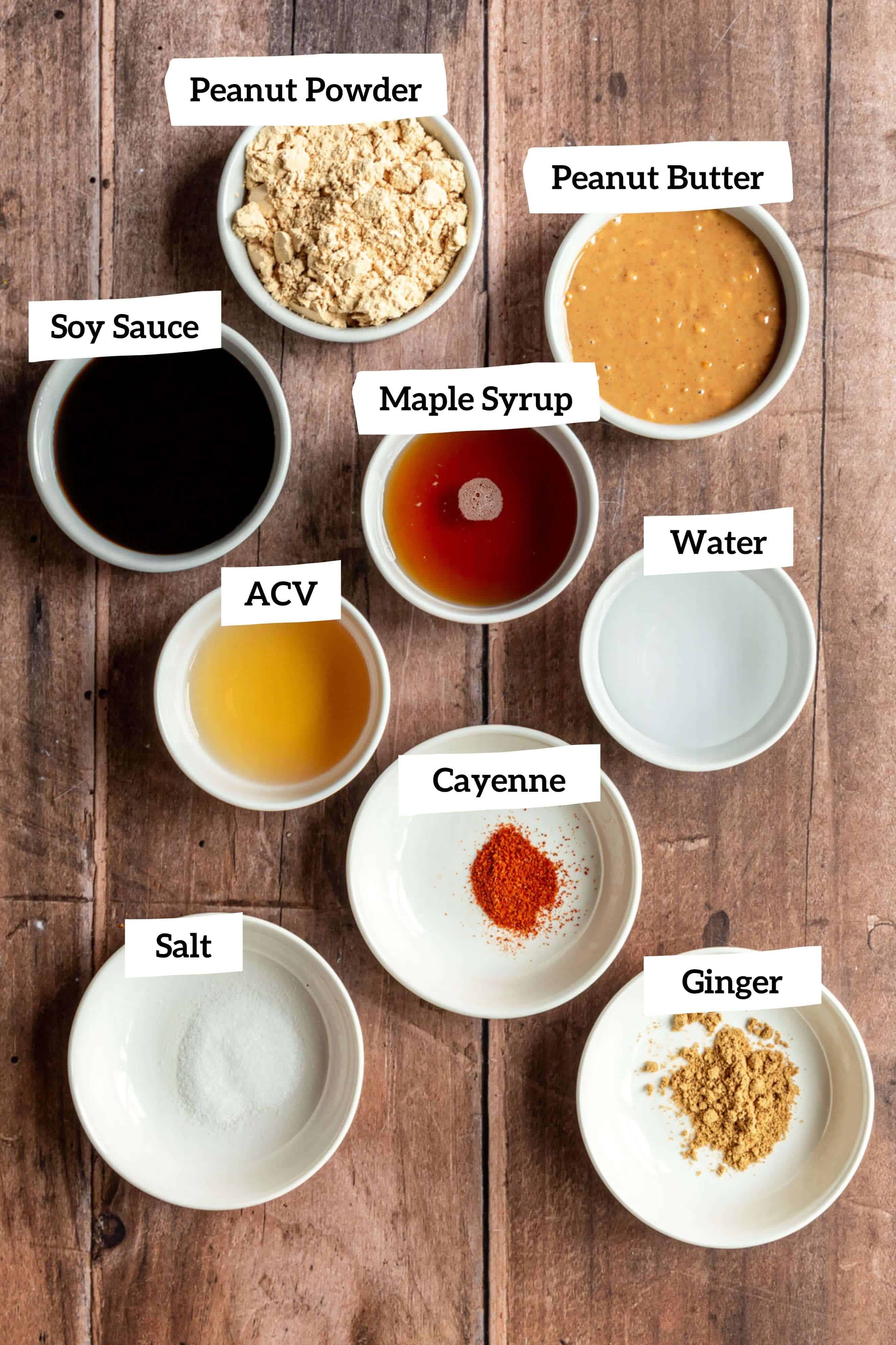 Peanut Sauce ingredients.