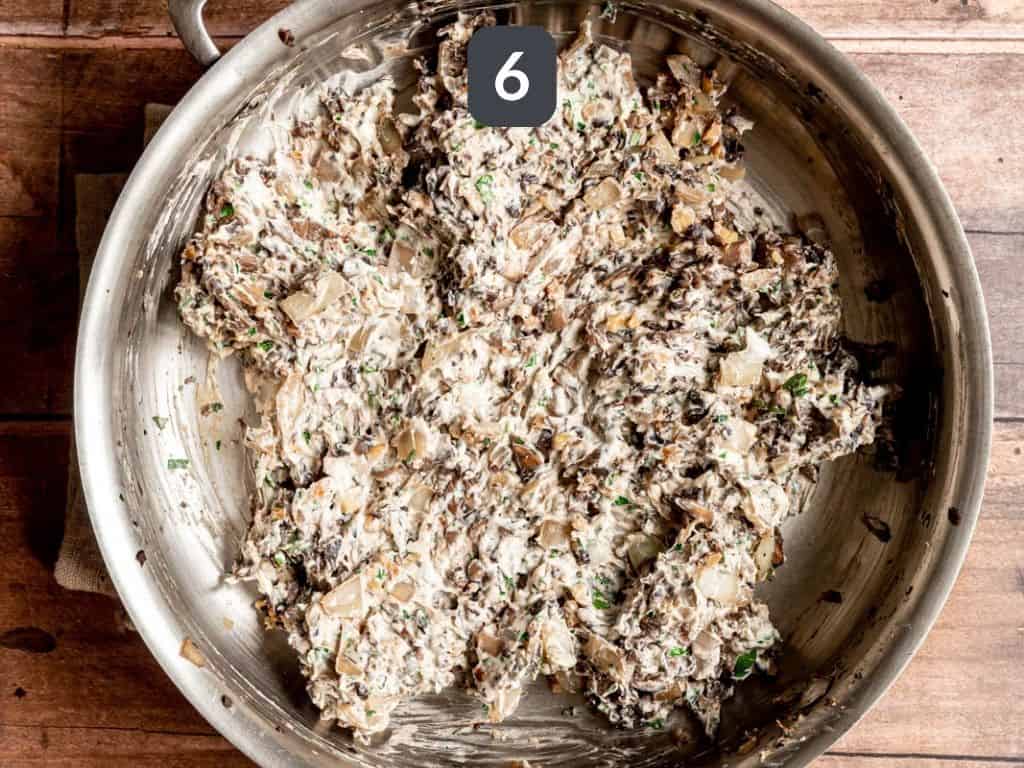 Vegan Stuffed Portobello Mushrooms step 6 add cream cheese