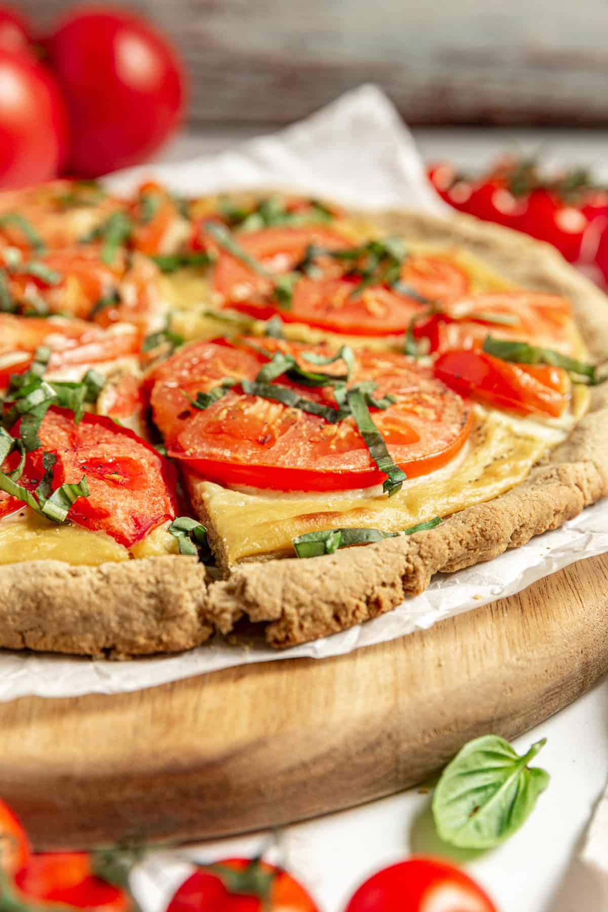 Vegan Tofu Mozzarella on vegan pizza.