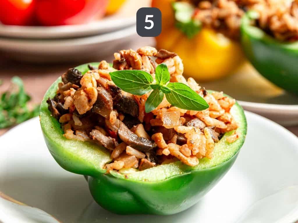 No-Bake Vegan Stuffed Peppers Step 5 - stuff the peppers.