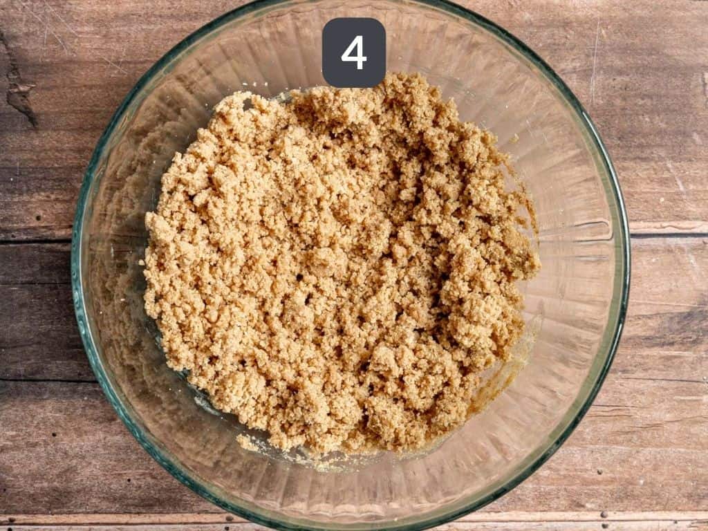 Vegan Cherry Crumble Step 4 - mix the crumble topping.