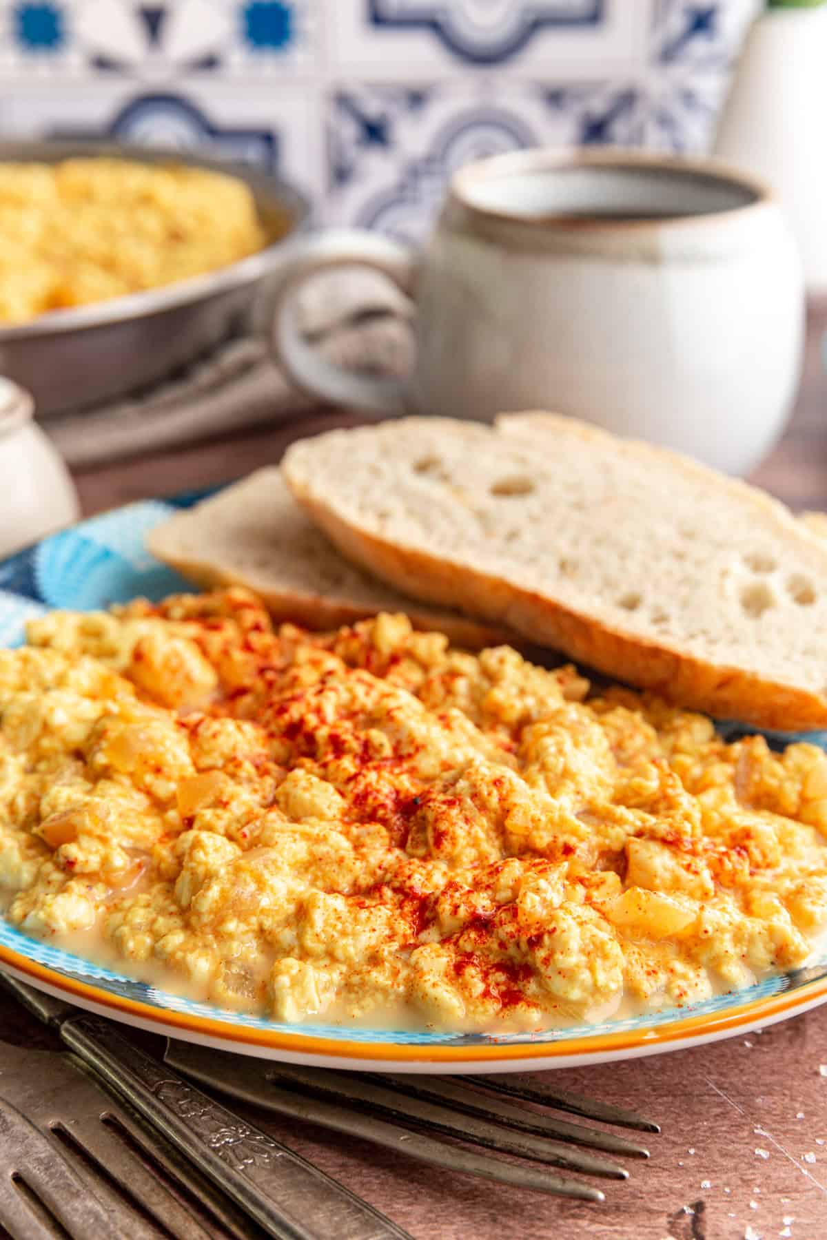 A plate of silken tofu scramble ready to eat.