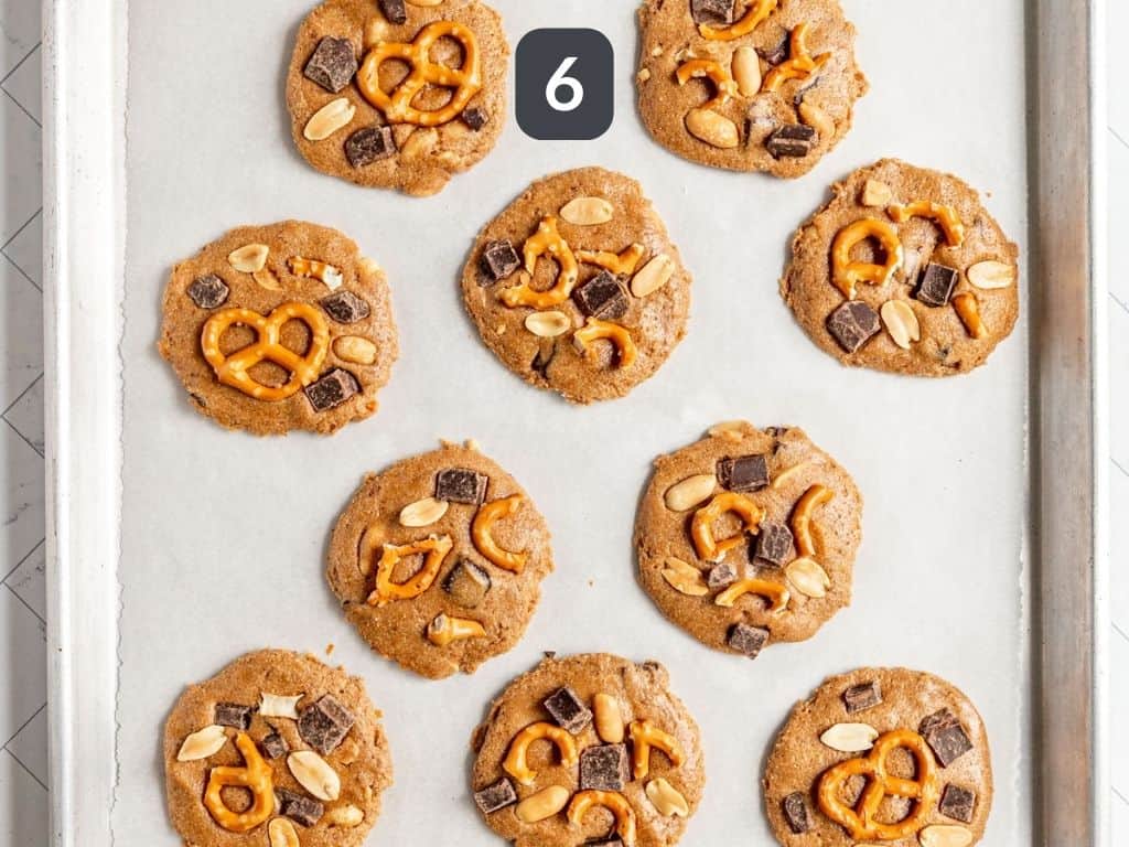 Vegan Kitchen Sink Cookies Step 6 - press on additional toppings.