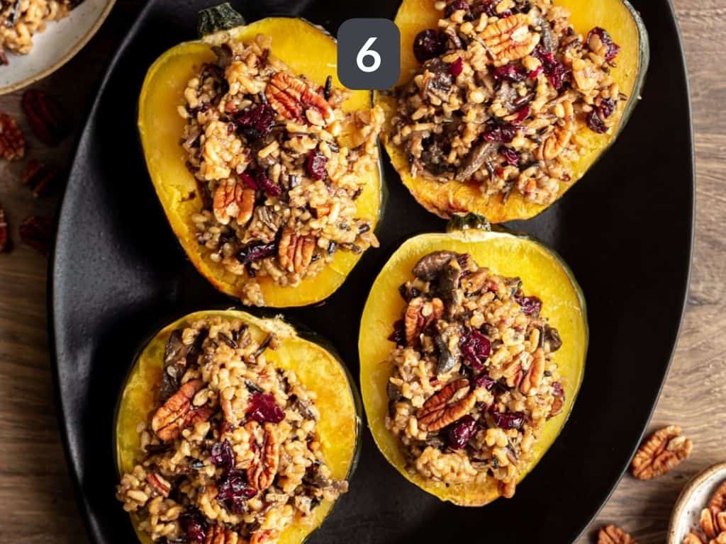 Vegan Wild Rice Stuffed Acorn Squash Step 6