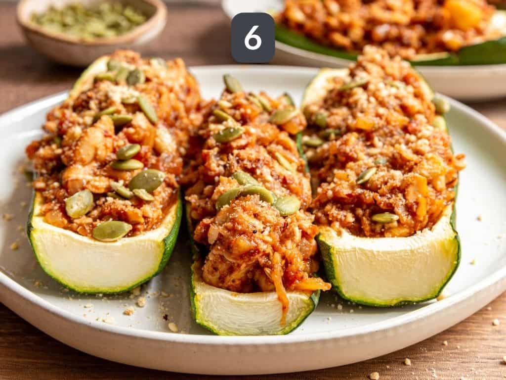 Vegan Zucchini Boats Step 6 - serve.