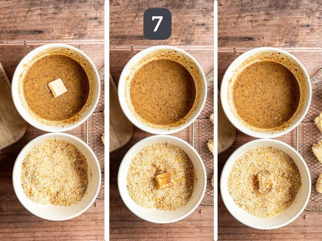 Air Fryer Tofu Nuggets Step 7 - bread the tofu.