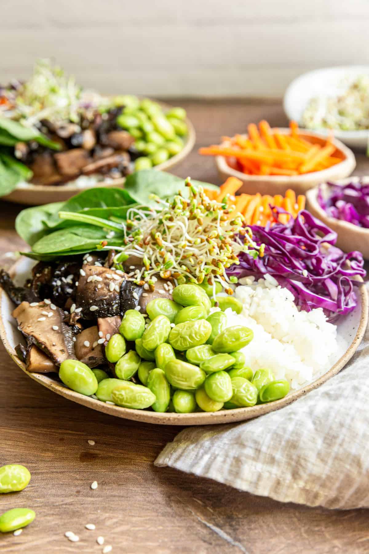 Mushroom Rice Poke Bowl ready to serve.