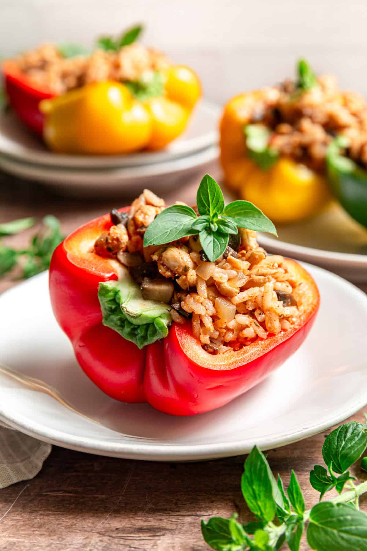 No-Bake Vegan Stuffed Peppers ready to serve.