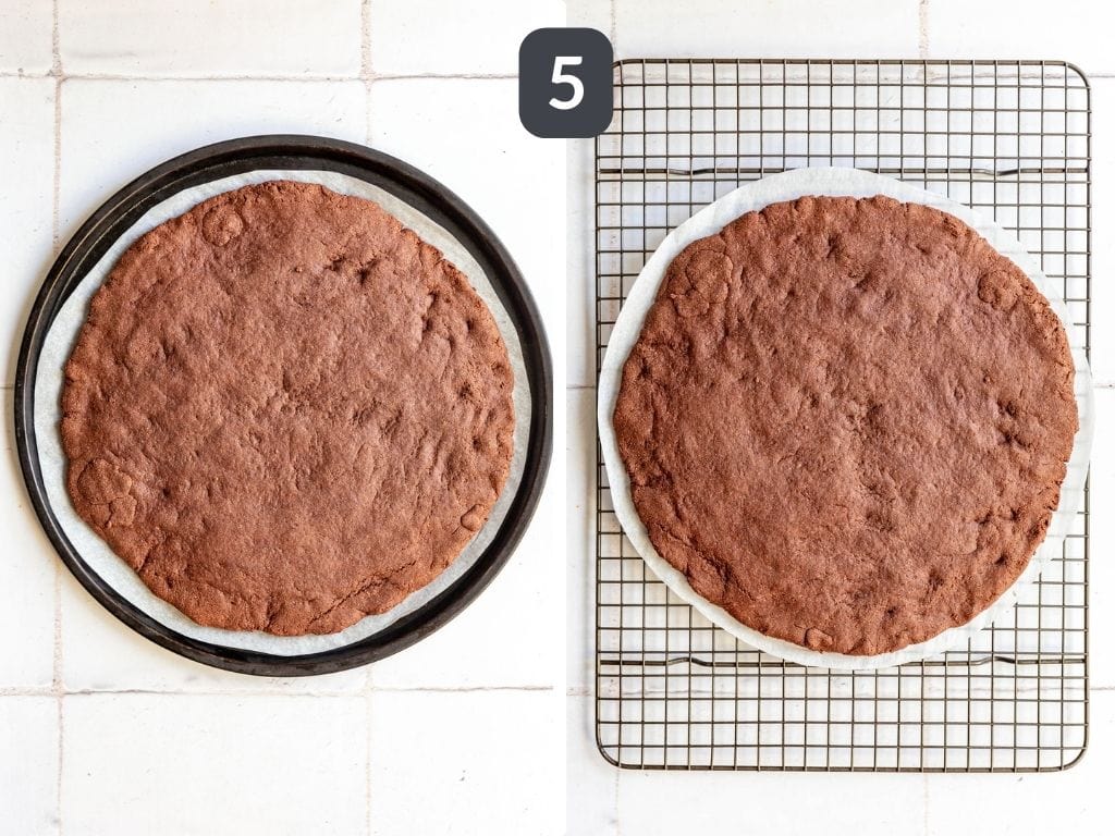 Vegan Chocolate Fruit Pizza Step 5 - bake and let cool.