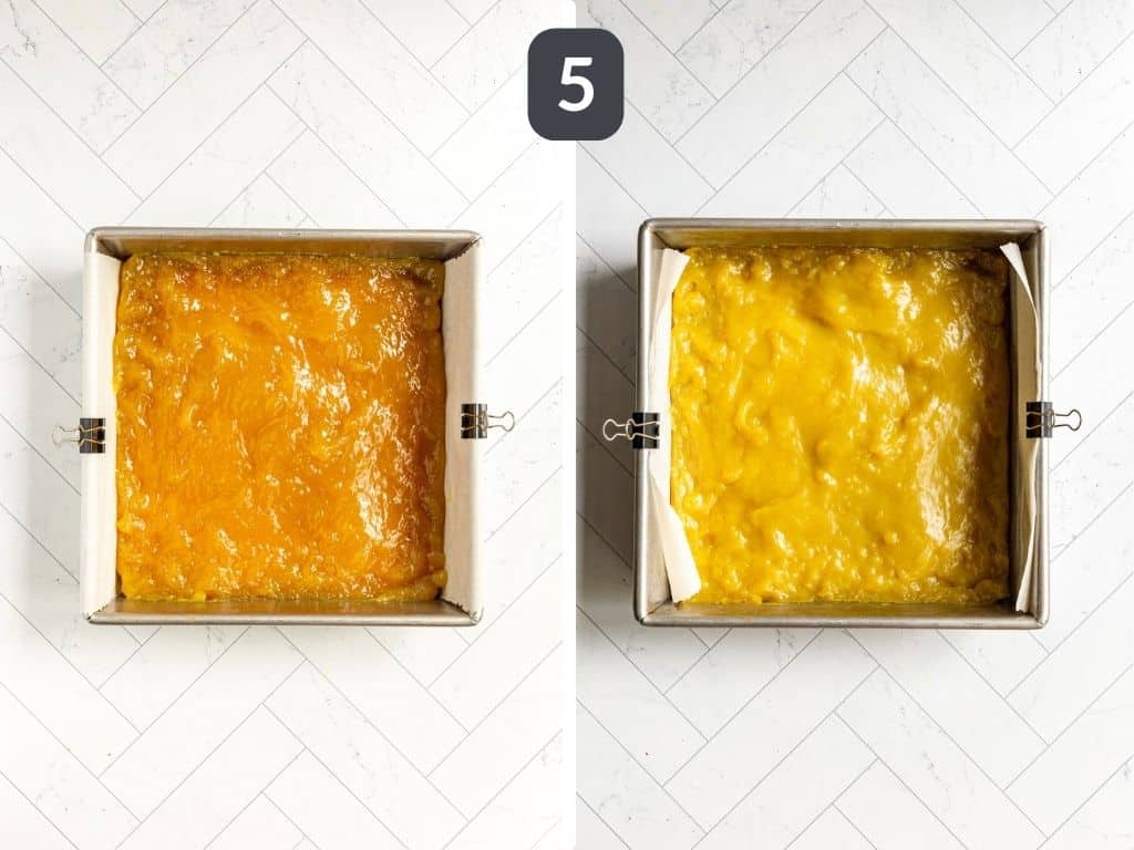 Plant-Based Lemon Bars Step 5 - bake the curd and let cool.