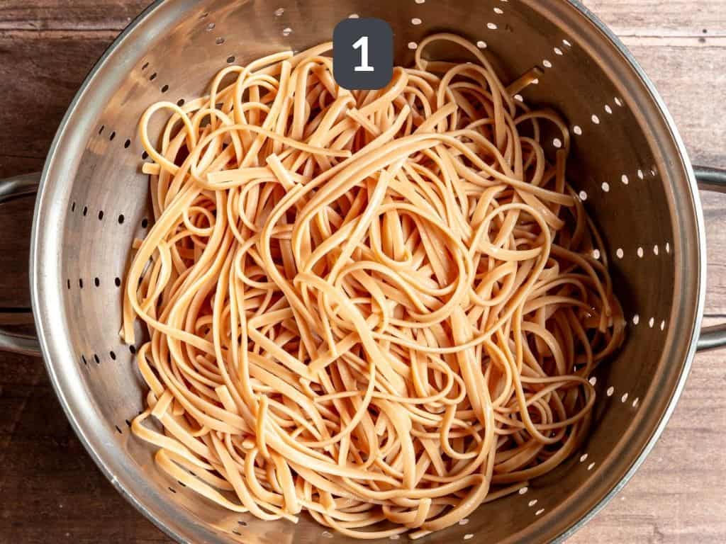 Vegan Oil-Free Pad Thai Step 1 - cook the pasta.