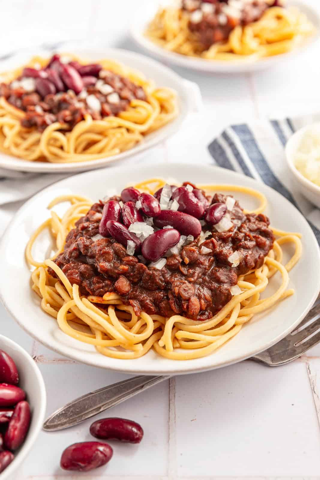 Vegan Cincinnati Chili served the Elizabeth Way