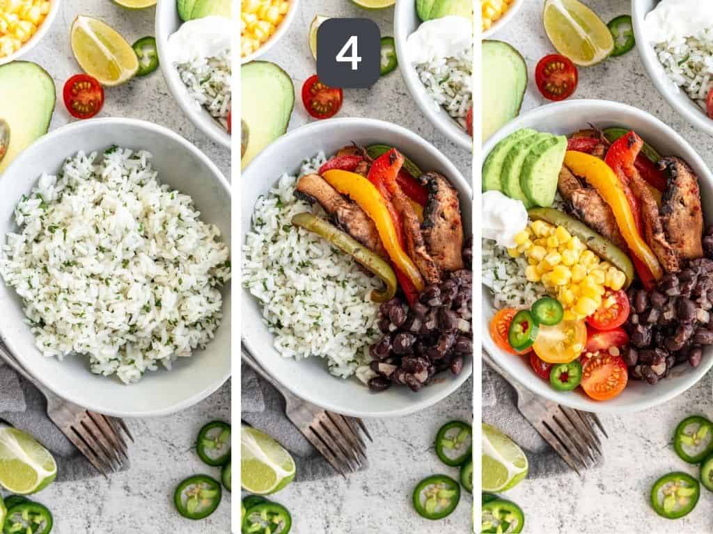 Vegan Fajita Bowls step 4 assemble