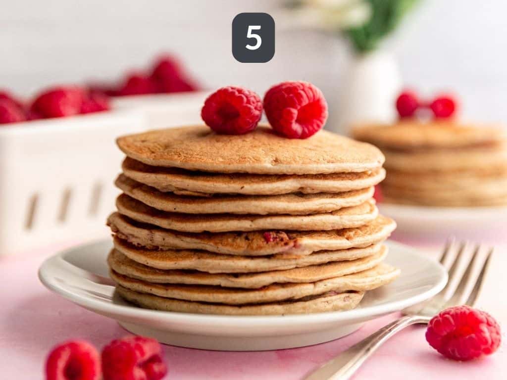 Vegan Raspberry Lemon Pancakes Step 5 - cook all the pancakes.