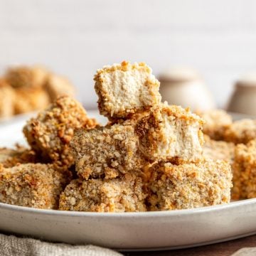 A stack of air fryer tofu nuggets.