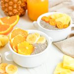 Two bowls of banana rum chia pudding.
