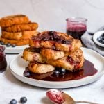 A stack of blueberry french toast.