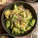 A bowl of broccoli parmesan spaghetti squash.