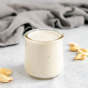 A jar of cashew cream.