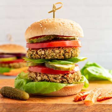 Double decker chickpea patty burgerrs.