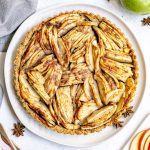 A freshly baked gluten free vegan apple tart.
