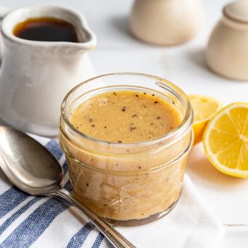 A jar of oil-free salad dressing.