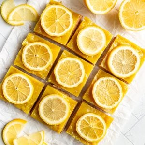 Sliced lemon bars.